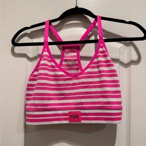 PINK with white stripes Sports Bra